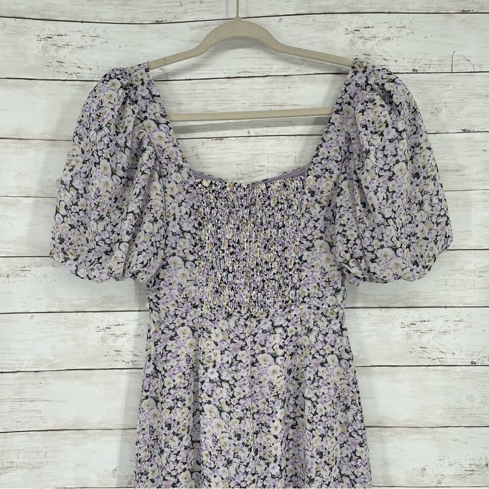 ASTR the label‎ Micalela Floral Puff Sleeve Asymmetrical Midi Dress Size XS - Picture 9 of 16